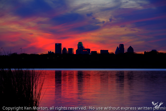 White Rock Lake Dallas Skyline Sunset